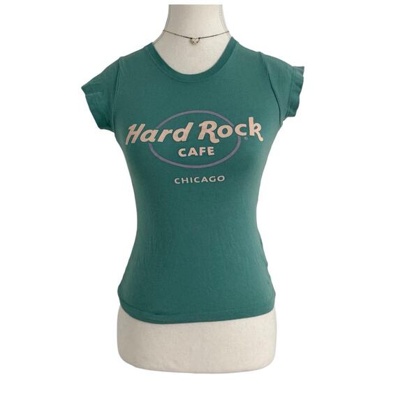 Hard rock Size XS 100% Cotton Vintage Women’s Fitted Baby Tee - Picture 1 of 5